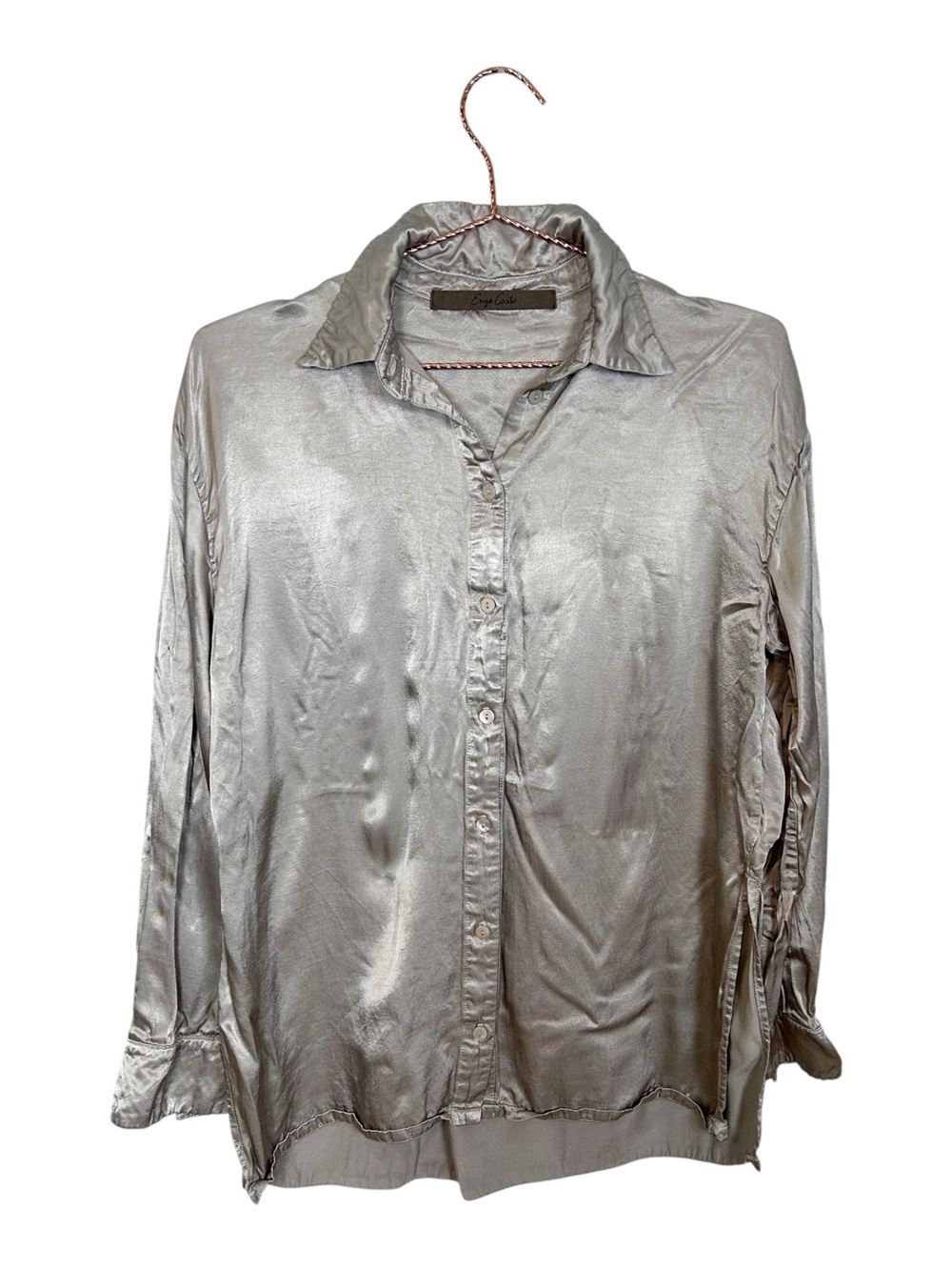 Enza Costa Liquid Satin Button-Up Shirt